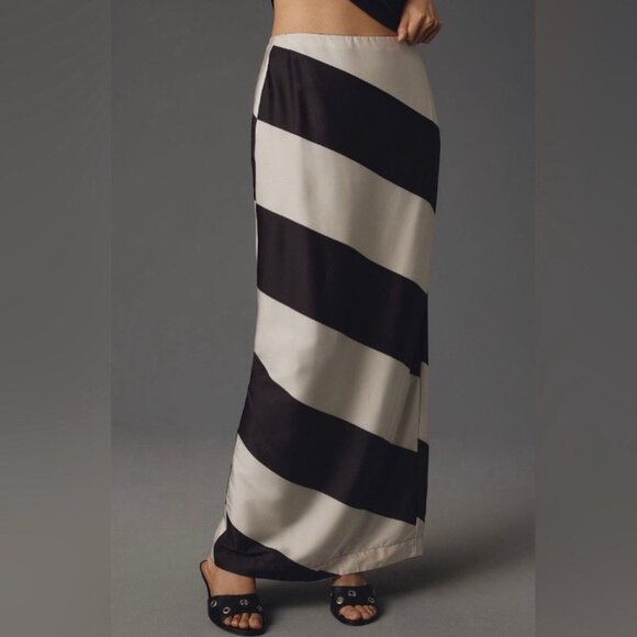 Anthropologie Maeve Column Maxi Skirt Black Striped Size XS NWT - Picture 3 of 5